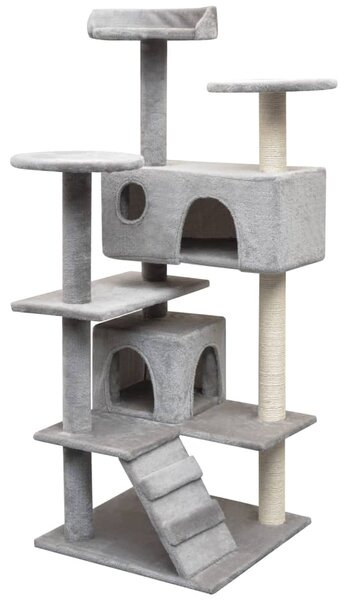 Škrabadlo pre mačky so sisalovými stĺpikmi, 125 cm, šedé