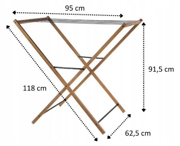 Erga Aurora Line, drevený vešiak na sušenie bielizne 95x62,5x90 cm na postavenie, hnedá-čierna, ERG-SEP-1003SEPSULUNA