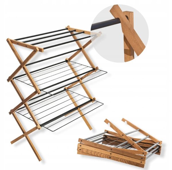Erga Aurora Plus, vešiak na sušenie bielizne 69x49,5x97 cm na postavenie, hnedá-čierna, ERG-SEP-1265SUAURPLUD
