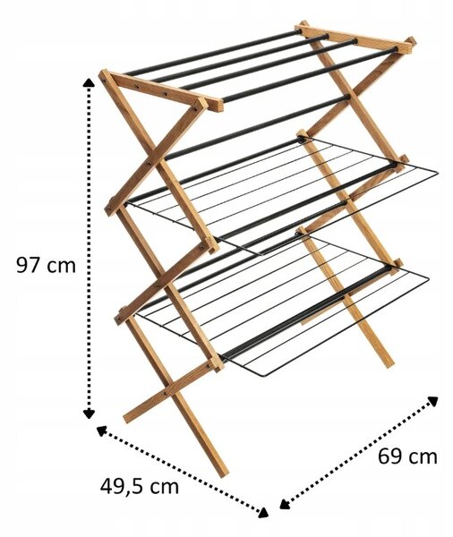 Erga Aurora Plus, vešiak na sušenie bielizne 69x49,5x97 cm na postavenie, hnedá-čierna, ERG-SEP-1265SUAURPLUD