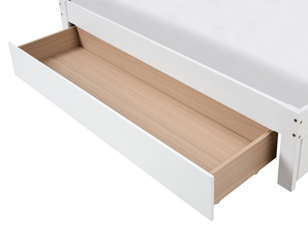 Posteľ s úložným priestorom biela kaučukové drevo 160 x 200 cm so zásuvkami tradičný dizajn bez čela