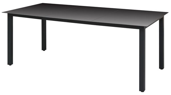 Záhradný stôl, čierny 190x90x74 cm, hliník a sklo