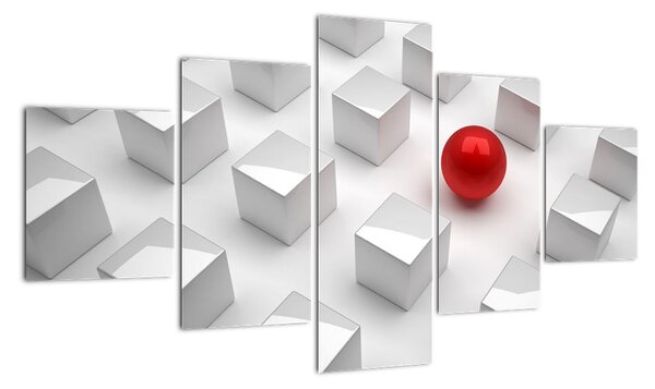 Obraz červené gule medzi kockami (Obraz 125x70cm)