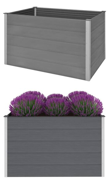 Vyvýšený záhradný záhon, WPC 150x100x91 cm, sivý