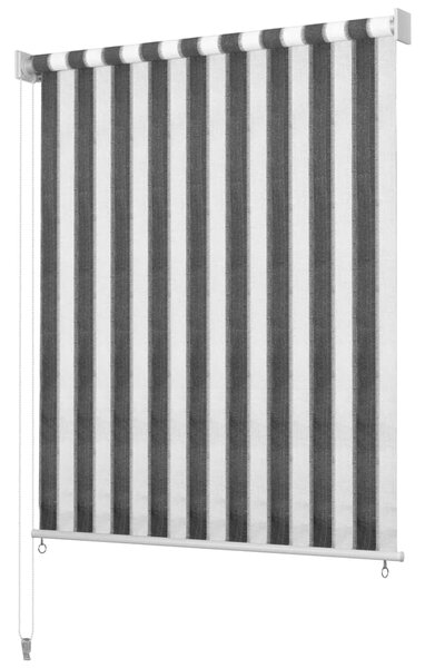 Vonkajšia zatemňovacia roleta, 140x230 cm, antracitové a biele pásiky
