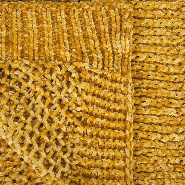 Deka na posteľ žltá 150 x 200 cm polyester mäkká pletená prikrývka do spálne a obývacej izby