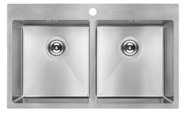 Laveo Marmara, 2-komorový nerezový drez 780x480x200 mm, oceľová, LAV-SAM_020T