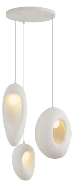 Japandi Závesná lampa biela s organickým tienidlom 3-svetelná - Moonstone