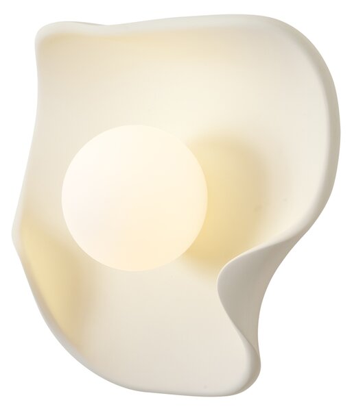 Nástenná lampa Japandi krémová s bielym sklom - Parel