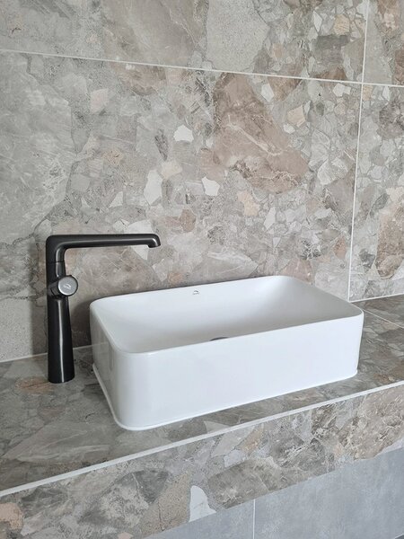 Laveo Kvadrato, umývadlo na dosku 485x295x125 mm, biela lesklá, LAV-VUK_6249