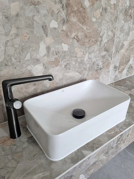Laveo Kvadrato, umývadlo na dosku 485x295x125 mm, biela lesklá, LAV-VUK_6249