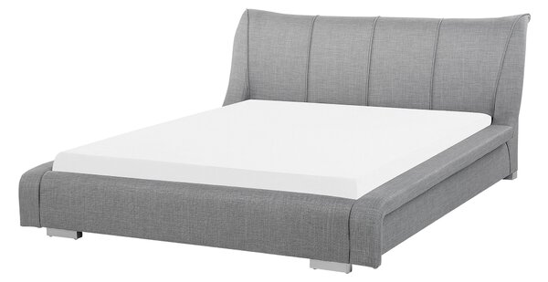 Vodná posteľ EU king size sivá čalúnená 160x200 cm redukcia vĺn moderná veľká opierka