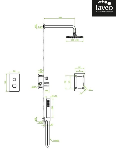 Laveo Tores, sprchová súprava pod omietku, chrómová, LAV-BVT_001P
