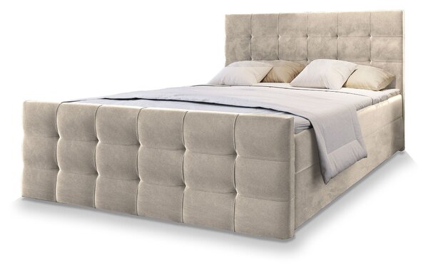 Čalúnená boxspring manželská posteľ Vamon 140x200 - krémová