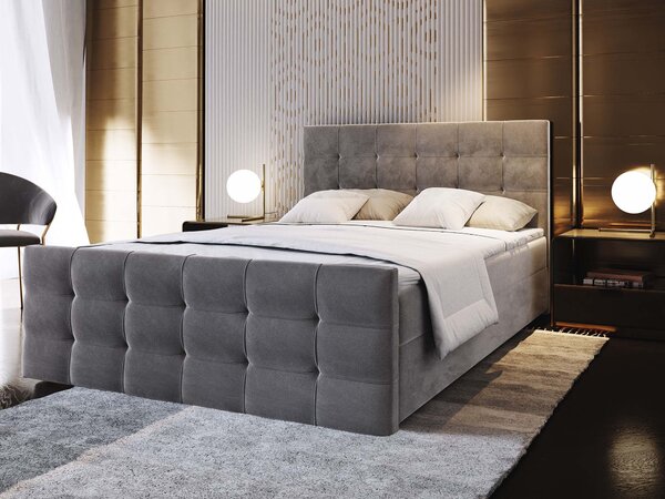 Čalúnená boxspring manželská posteľ Vamon 160x200 - sivá