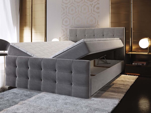 Čalúnená boxspring manželská posteľ Vamon 160x200 - sivá