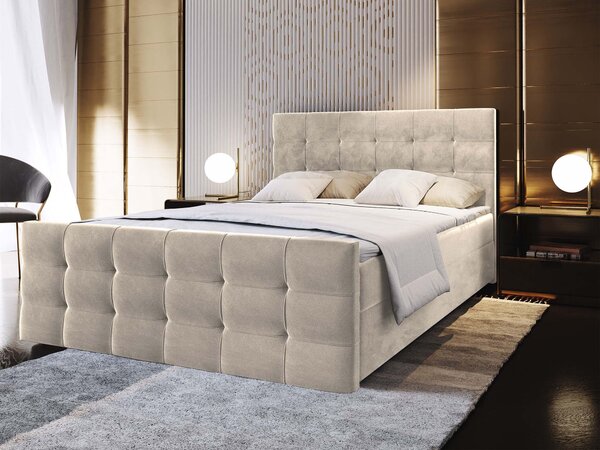 Čalúnená boxspring manželská posteľ Vamon 140x200 - krémová