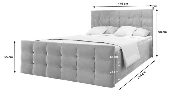 Čalúnená boxspring manželská posteľ Vamon 140x200 - krémová