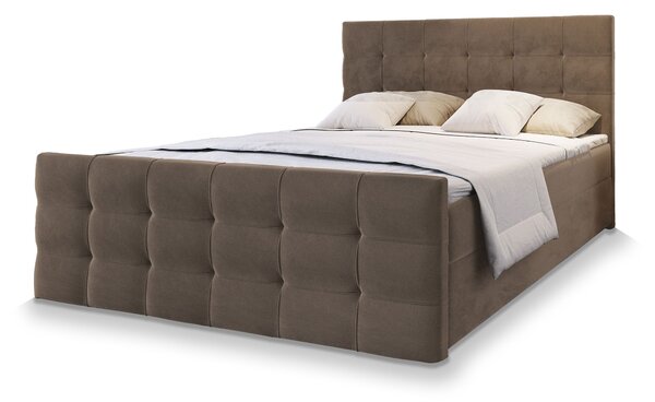 Čalúnená boxspring manželská posteľ Vamon 140x200 - hnedá