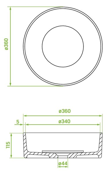 Laveo Perl, granitové umývadlo na dosku 360x360x115 mm, šedá, LAV-VGP1510T