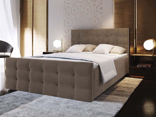 Čalúnená boxspring manželská posteľ Vamon 140x200 - hnedá