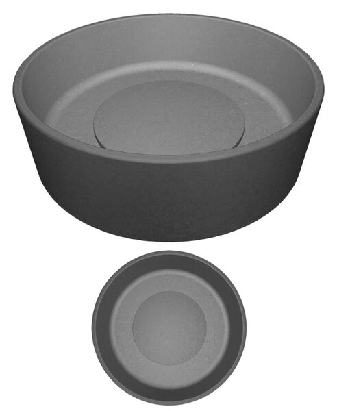 Laveo Perl, granitové umývadlo na dosku 360x360x115 mm, šedá, LAV-VGP1510T