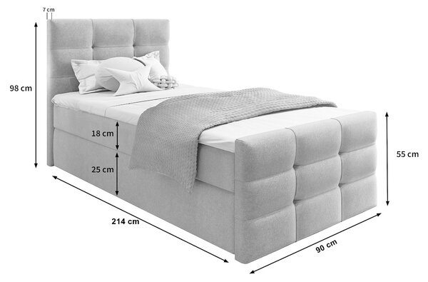 Čalúnená boxspringová jednolôžková posteľ Vamon 90x200 - hnedá
