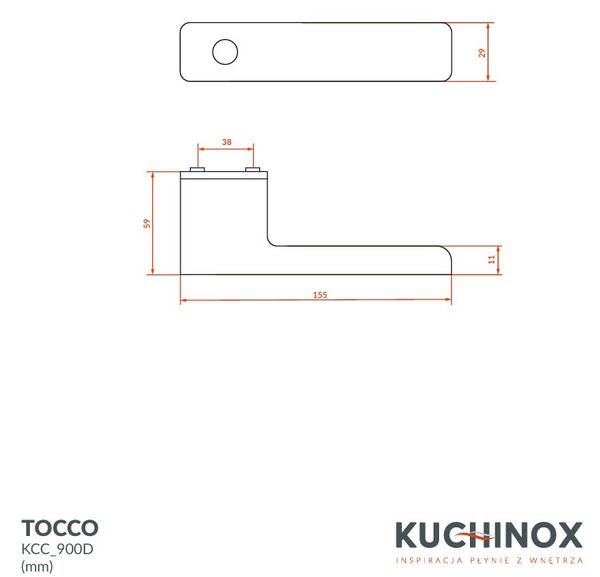 Kuchinox Tocco, kľučka na dvere s elektronickým zámkom na otlačok prstu alebo kľúč, čierna, LAV-KCC_900D