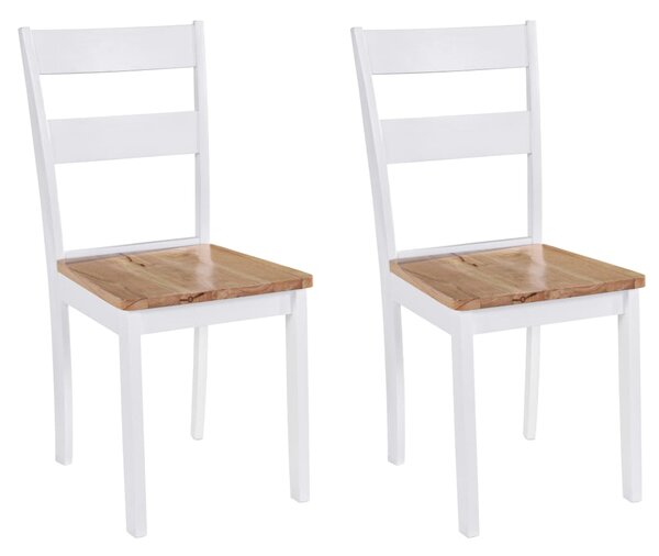 Jedálenské stoličky 2 ks, biele, kaučukový masív