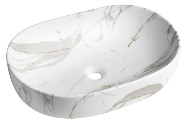Sapho Sapho, CALEO keramické umývadlo na dosku 60x42cm, bianco carrara, CA590BC