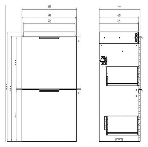 Cersanit Malika, závesná umývadlová skrinka 594x450x551 mm, dub, S598-045-DSM
