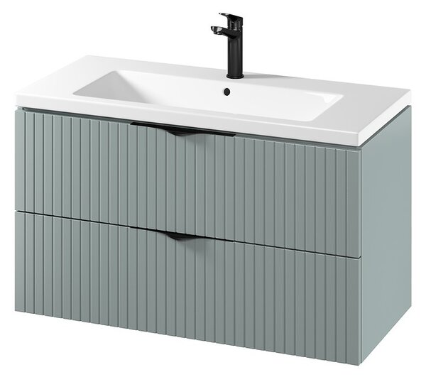 Cersanit Tirso, závesná umývadlová skrinka 994x447x572 mm + keramické umývadlo, zelená matná, S801-546