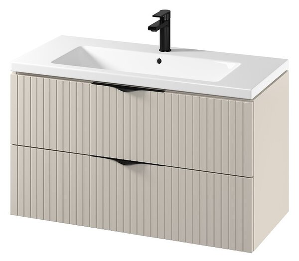 Cersanit Tirso, závesná umývadlová skrinka 994x447x572 mm + keramické umývadlo, béžová matná, S801-548