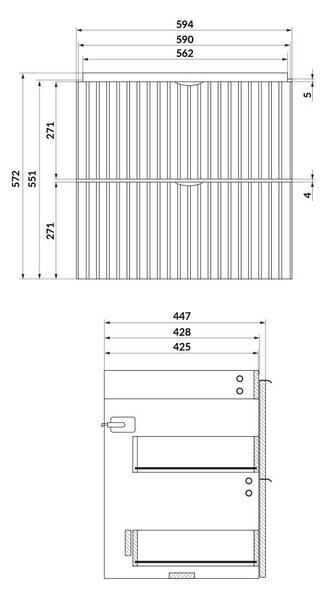 Cersanit Tirso, závesná umývadlová skrinka 594x447x572 mm + keramické umývadlo, čierna matná, S801-586