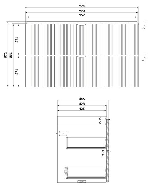 Cersanit Tirso, závesná skrinka pod umývadlo 994x447x572 mm, zelená matná, S1015-012