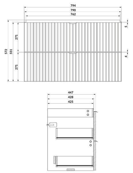 Cersanit Tirso, závesná skrinka pod umývadlo 794x447x572 mm, čierna matná, S1017-011