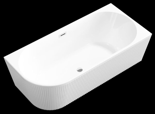 Invena Invena, voľne stojaca vaňa 170x80x58 cm, pravá, biela lesklá, chrómový prepad, INV-AN-02-11P-KPL