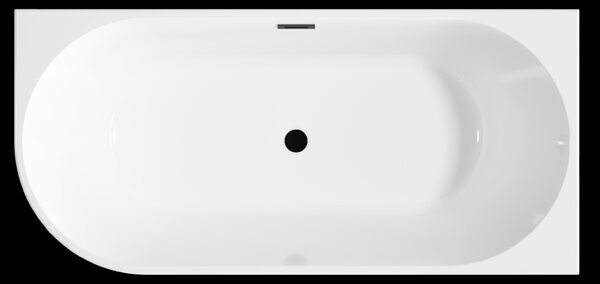 Invena Invena, voľne stojaca vaňa 170x80x58 cm, pravá, biela lesklá, čierny prepad, INV-AN-02-14P-KPL