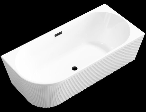 Invena Invena, voľne stojaca vaňa 170x80x58 cm, pravá, biela lesklá, čierny prepad, INV-AN-02-14P-KPL