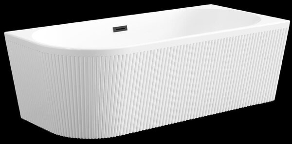 Invena Invena, voľne stojaca vaňa 170x80x58 cm, pravá, biela lesklá, čierny prepad, INV-AN-02-14P-KPL