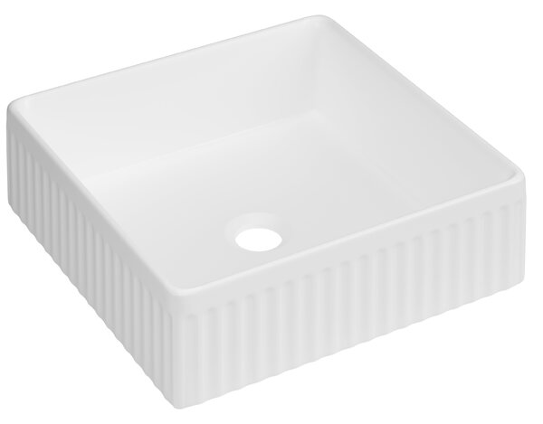 Invena Invena, štvorcové keramické umývadlo 365x365x120 mm, biela lesklá, INV-CE-63-K01-L