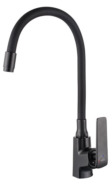 Invena Ligaria, vysoká drezová batéria s elastickým ramenom, systém Eco Start, čierna matná, INV-BZ-39-004-L