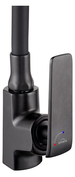 Invena Ligaria, vysoká drezová batéria s elastickým ramenom, systém Eco Start, čierna matná, INV-BZ-39-004-L