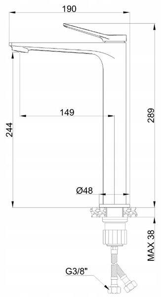 Invena Alonia, vysoká umývadlová batéria h-289, chrómová, INV-BU-70-W01-V