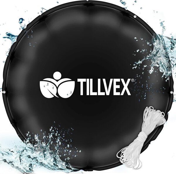Tillvex® bazénový vankúš zimný XXL 500cm okrúhly čierny | vzduchový vankúš vrátane opravnej sady | zimný vankúš s bezpečnostným ventilom | bazénový vankúš bazénový poťah vankúš s dvojitým švom