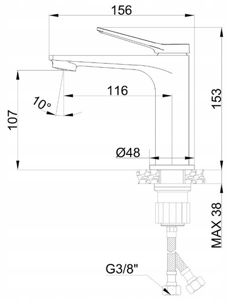 Invena Alonia, umývadlová batéria h-153, čierna lesklá, INV-BU-70-004-V