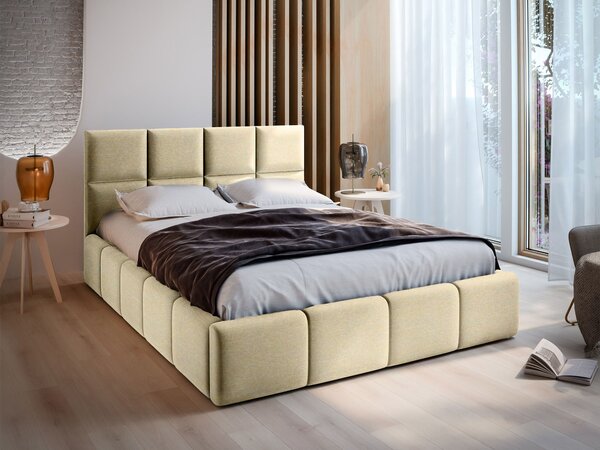 Manželská čalúnená posteľ s úložným priestorom Comone 160x200 - krémová