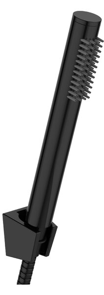 Invena Alonia, vaňová batéria s ručnou sprchovou súpravou, čierna lesklá, INV-BW-70-004-V