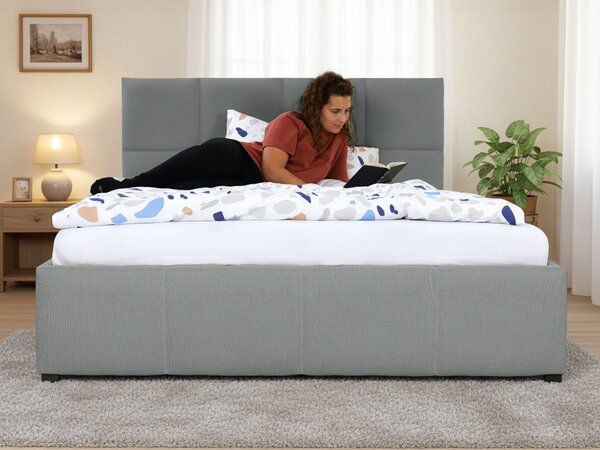 Manželská čalúnená posteľ s úložným priestorom Comone 140x200 - sivá
