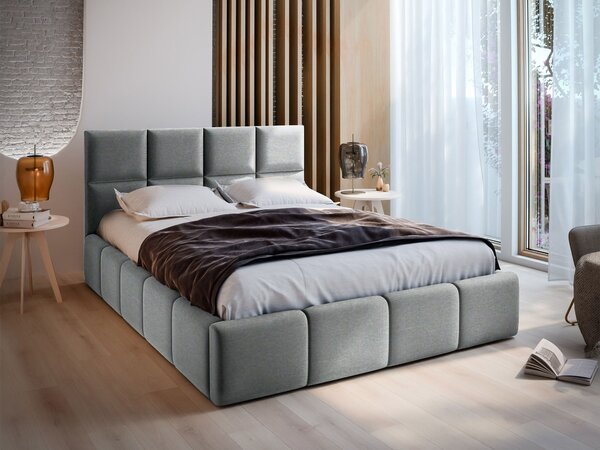 Manželská čalúnená posteľ s úložným priestorom Comone 140x200 - sivá